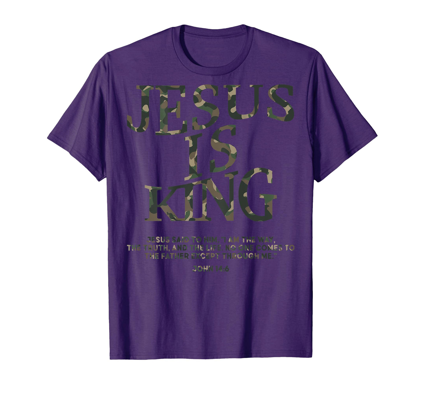 Camo Jesus Is King White Christian Youth Men God Son Brother T-Shirt