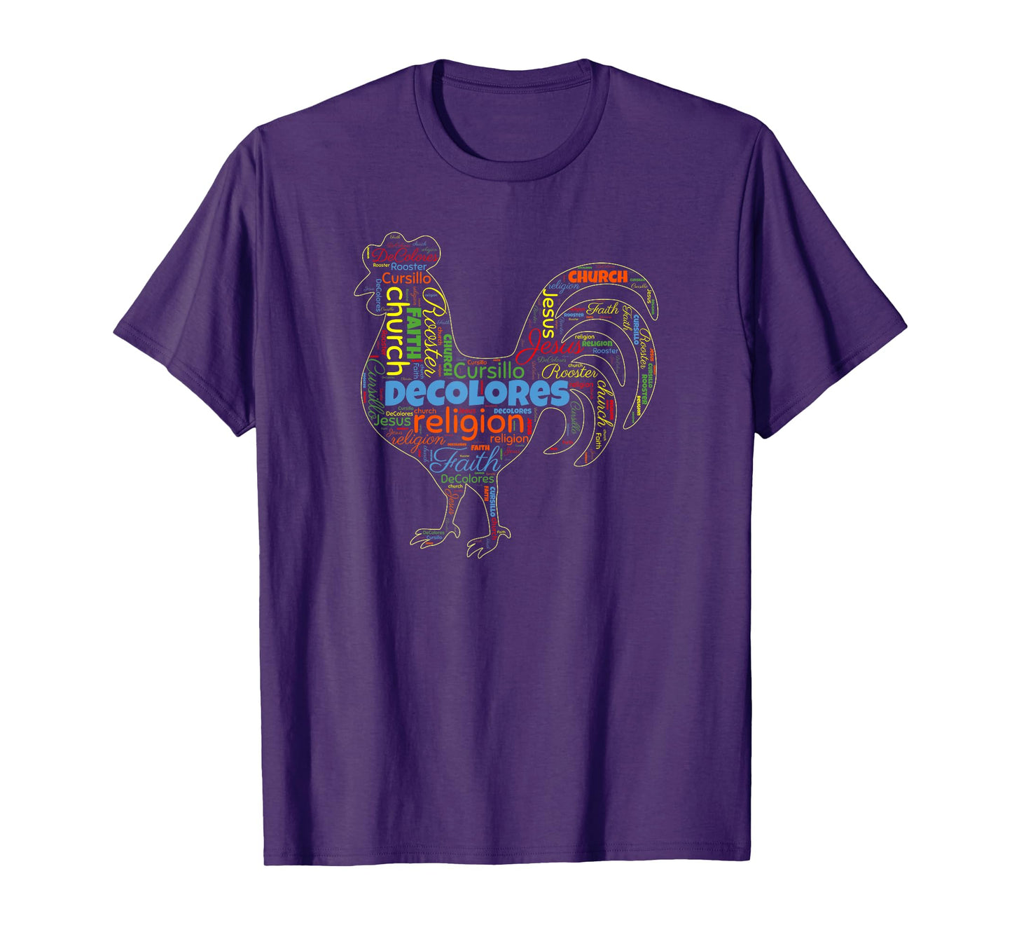 DeColores Cursillo Rooster Word Cloud T-Shirt