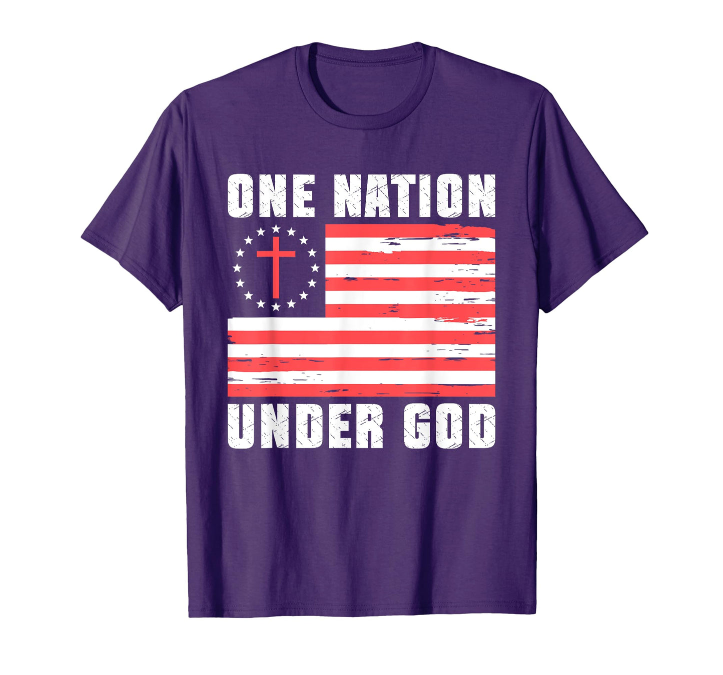 One Nation Under God Jesus Blessed American Flag T-Shirt