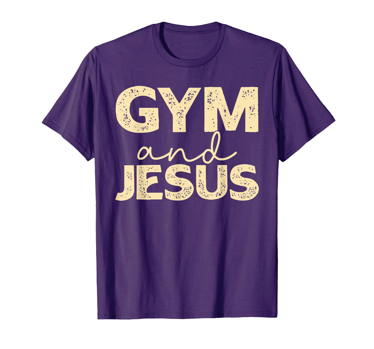 Distressed Gym and Jesus Funny Jesus Christian Workout Gym T-Shirt