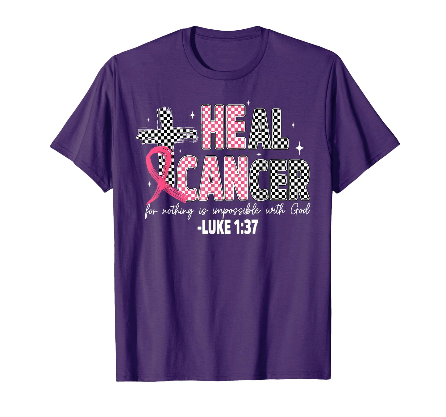 Heal Breast Cancer Coquette Christian God Faith Pink Ribbon T-Shirt