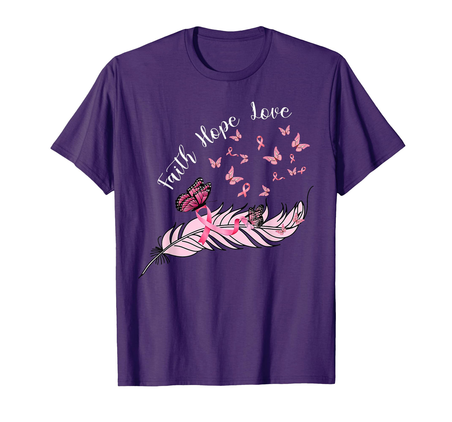 Faith Hope Love Feathers Butterfly Jesus Religious Christian T-Shirt