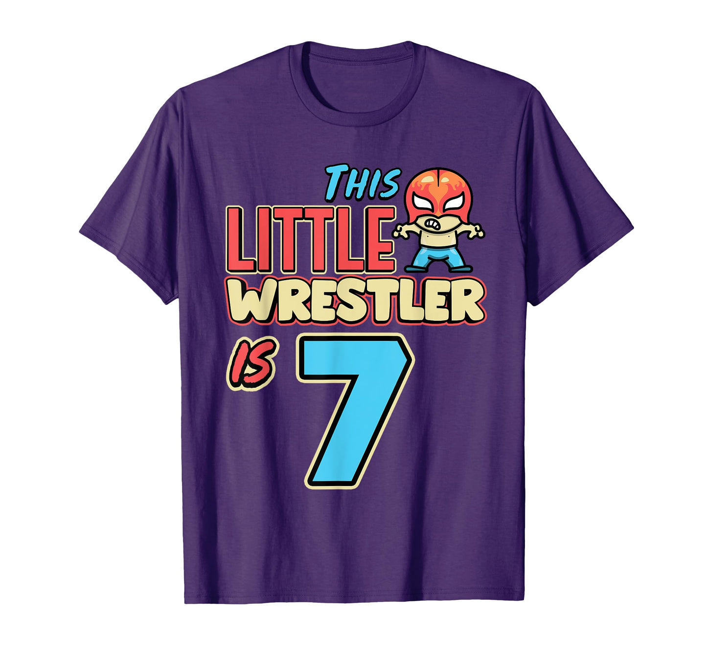 Wrestling Birthday This Little Wrestler Is 7th Birthday T-Shirt