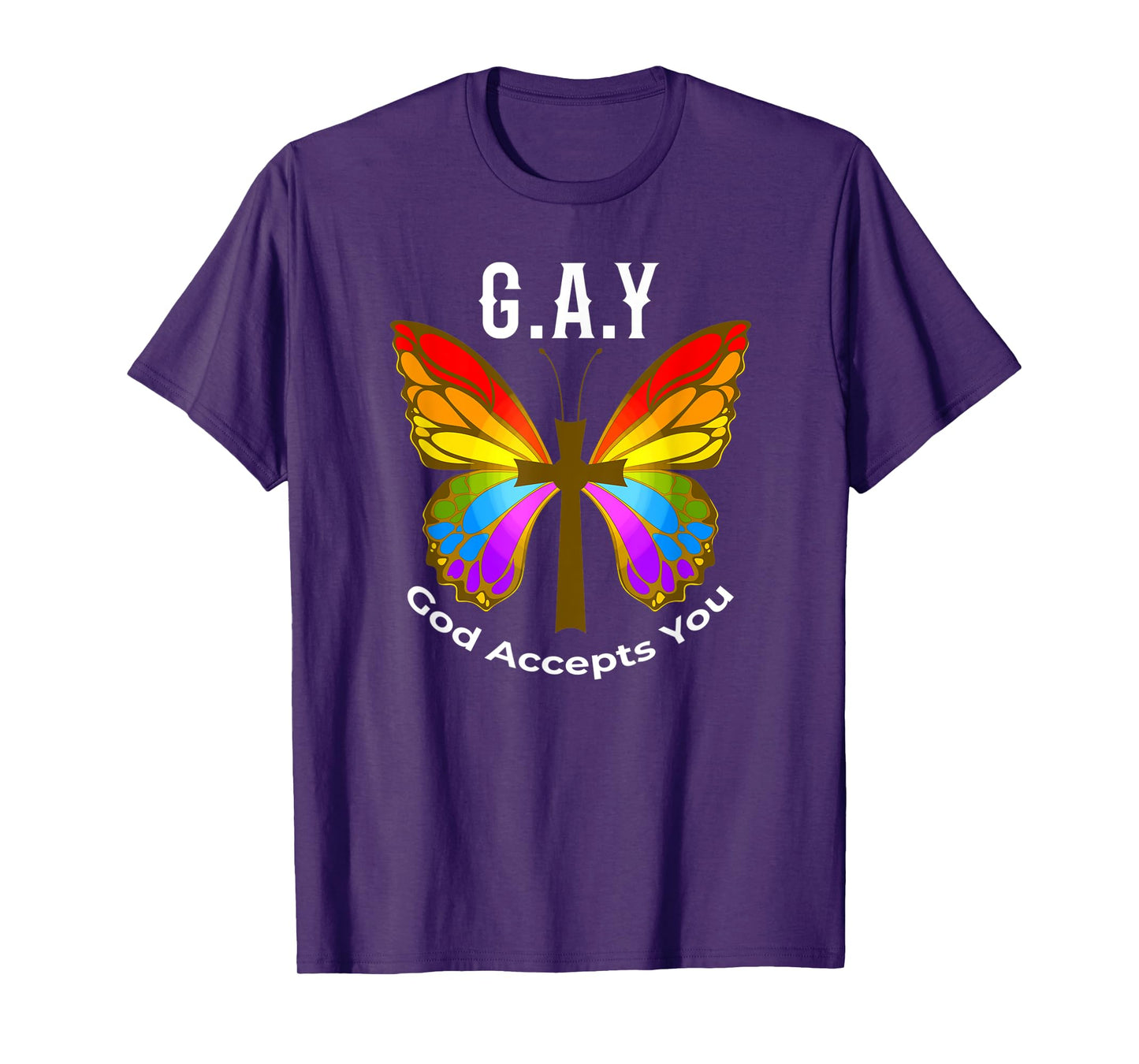 God Accepts You Gay Christian Pride Flag Rainbow Butterfly T-Shirt