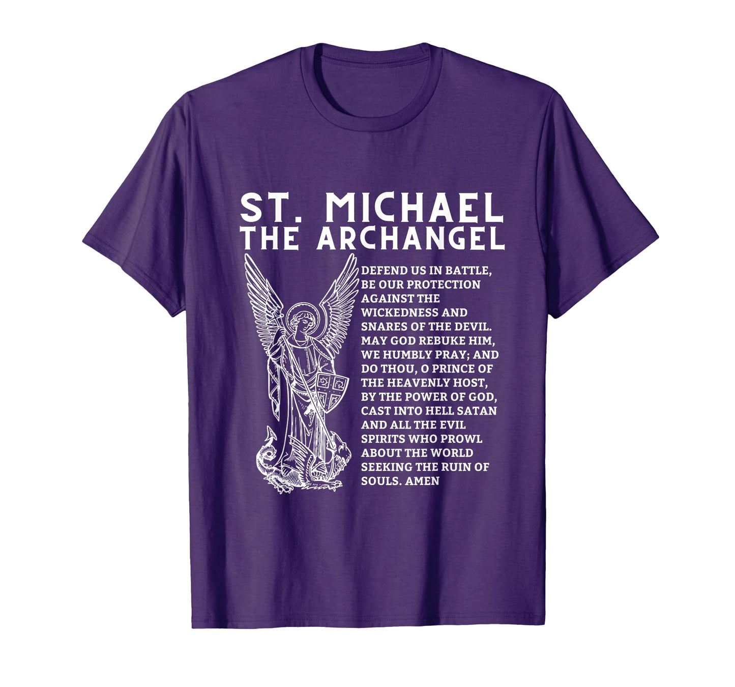 Prayer To St. Saint Michael The Archangel Print Christian T-Shirt