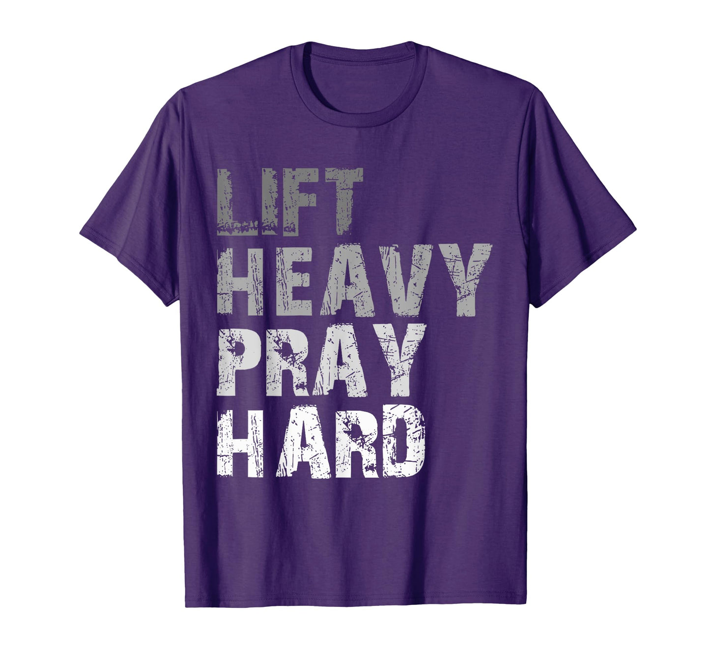 Lift Heavy Pray Hard Motivational Workout Faith Men's Black Gym Christian T-Shirt