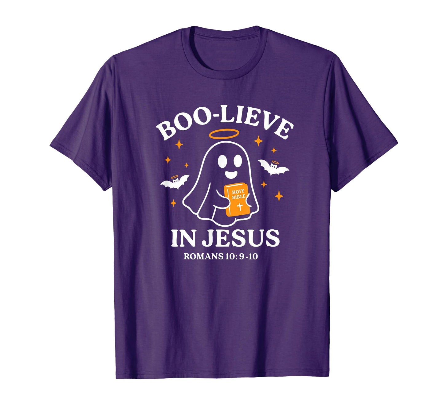 Boo-Lieve in Jesus Christian Halloween Ghost Bible Design T-Shirt