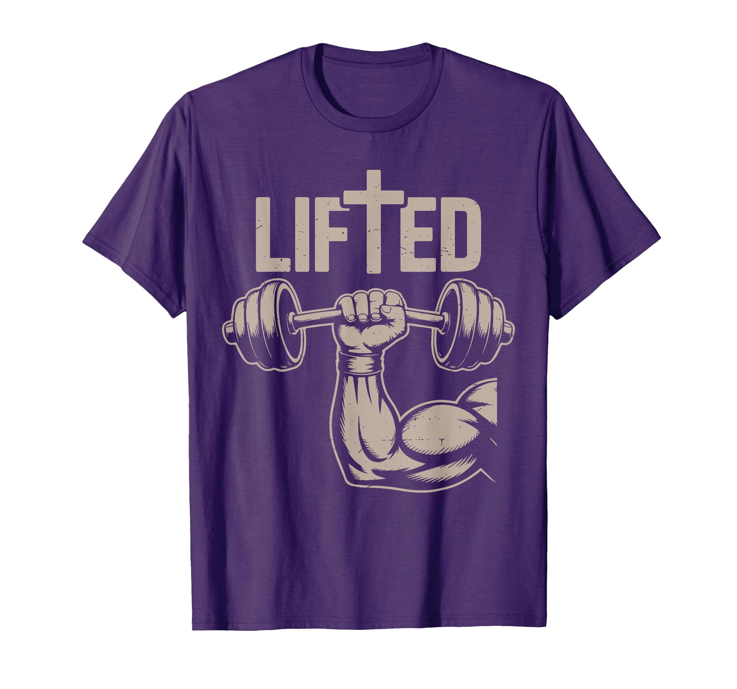 Lifted Funny Christian Workout Gym Jesus Weightlifting Cross T-Shirt