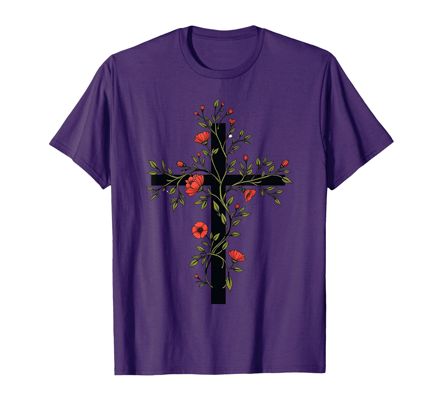 Minimalist Floral Cross Jesus Follower Women Christian T-Shirt