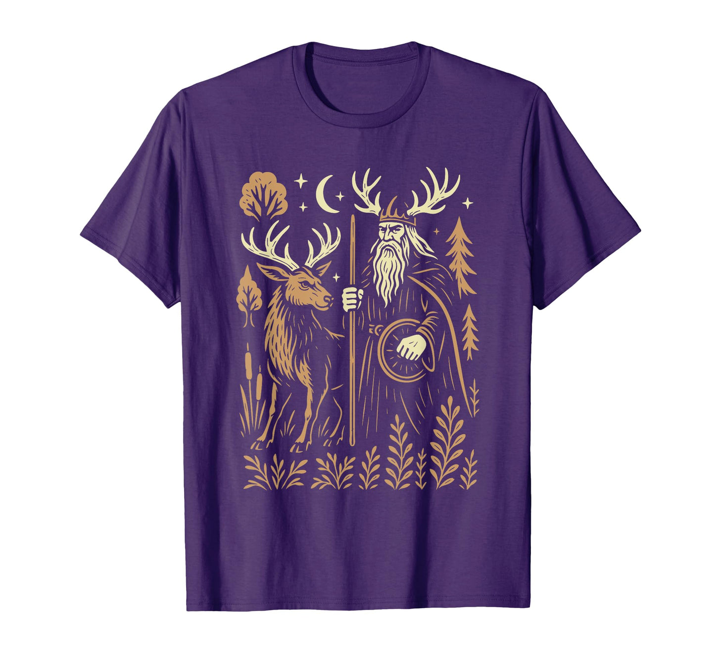 Mythical Norse Forest God Art Viking Pagan Symbolism Nordic T-Shirt