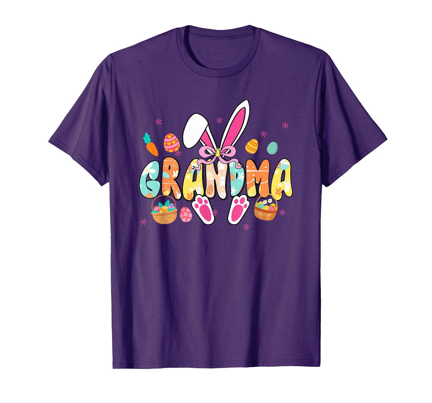 Grandma Easter Grandma Coquette Bunny Ears Eggs Basket Bow T-Shirt