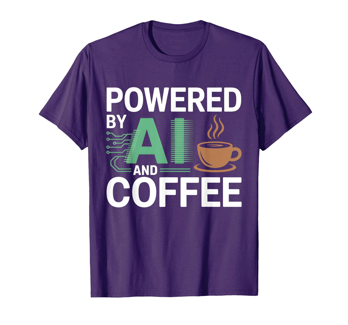 Powered By AI And Coffee Funny Geek AI T-Shirt