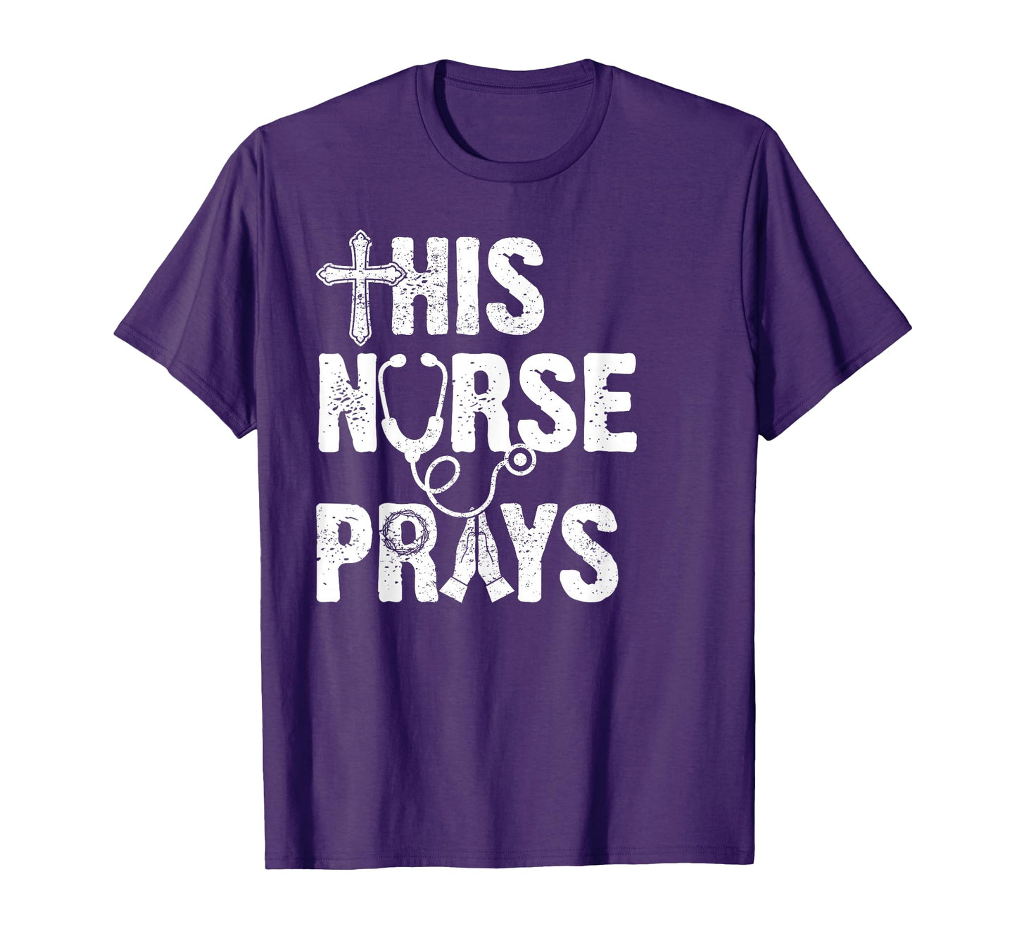 This Nurse Prays Christian Nurse Faith Stethoscope Cross T-Shirt
