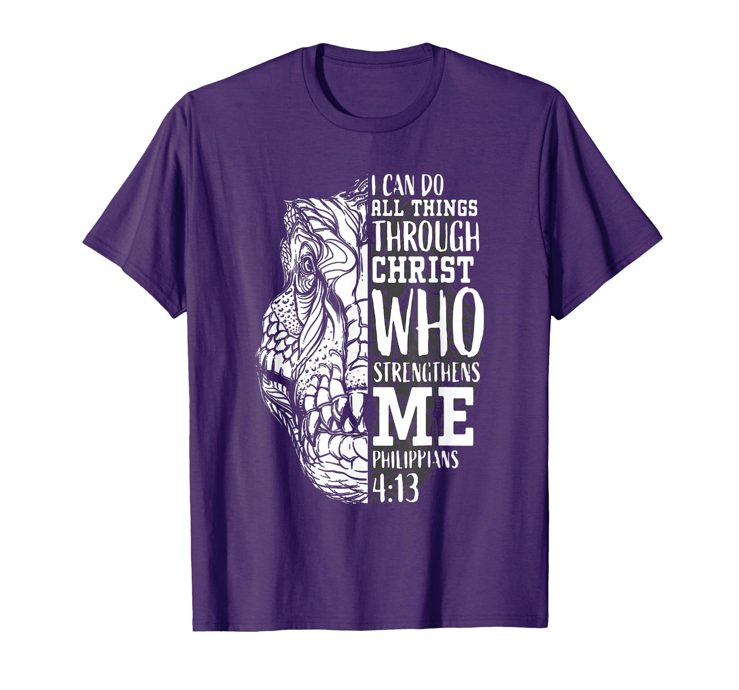 I can do all Things Through Christ - Religous Bible Dinosaur T-Shirt