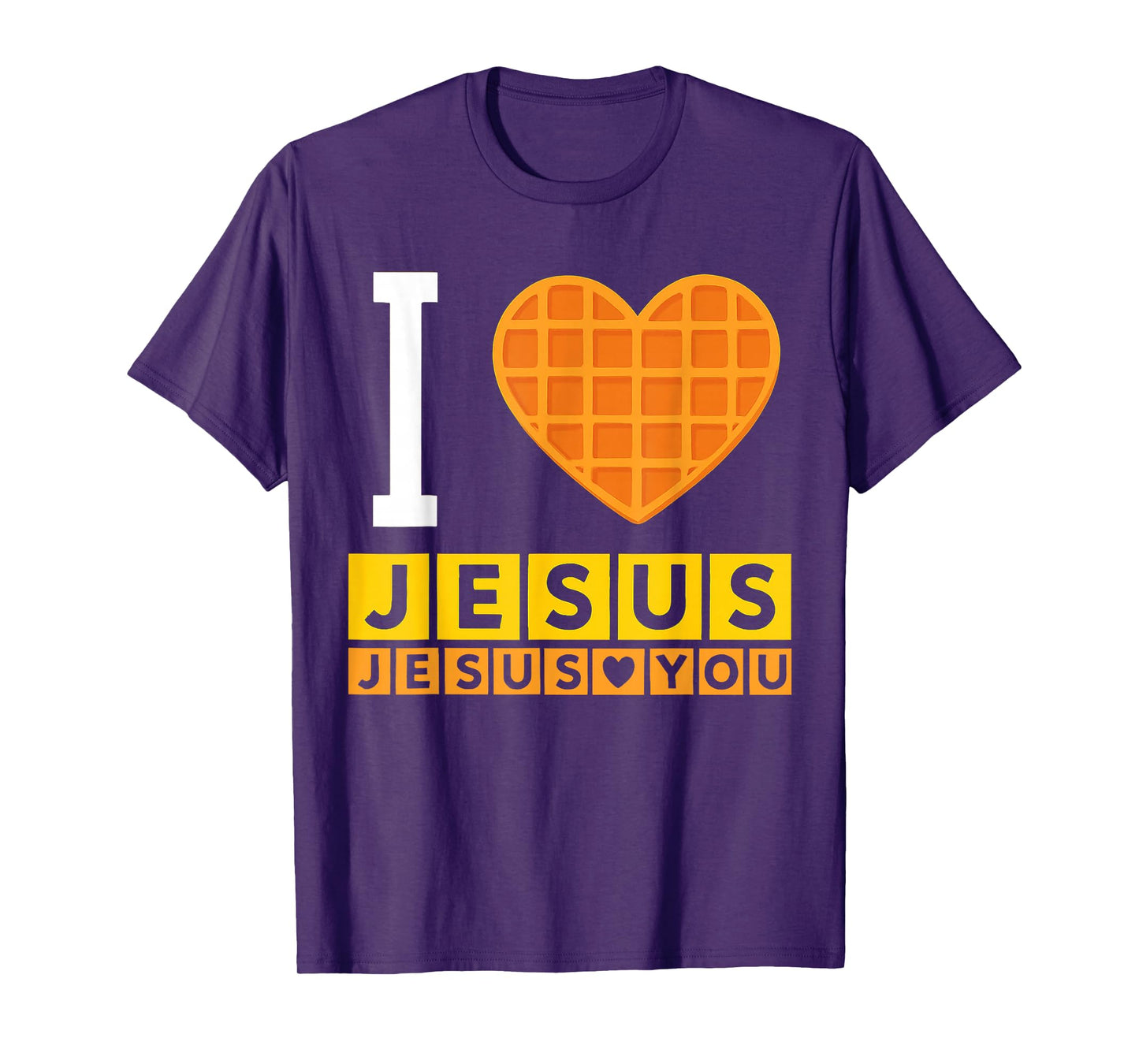 I Love Jesus Waffle Heart Funny Christian Breakfast Squad T-Shirt