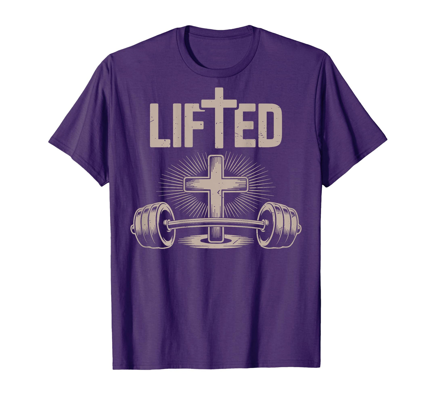 Lifted Funny Christian Workout Gym Jesus Weightlifting Cross T-Shirt