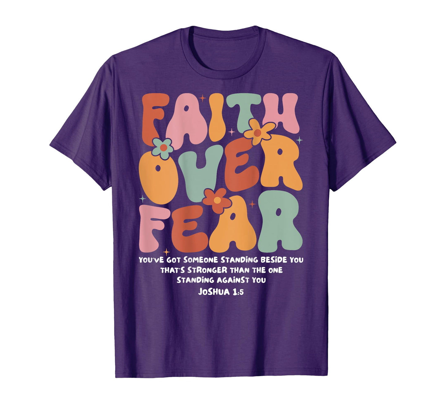 Faith Over Fear Christian Groovy Retro Men Women Kids T-Shirt