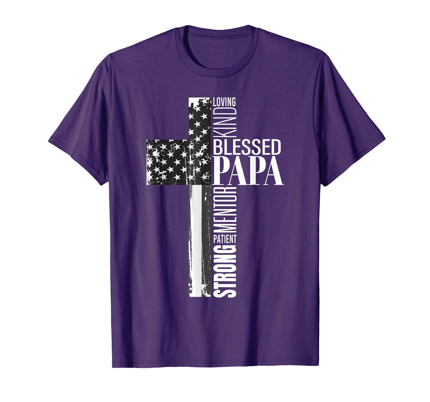 Vintage Christian Blessed Papa American Flag Fathers Day T-Shirt