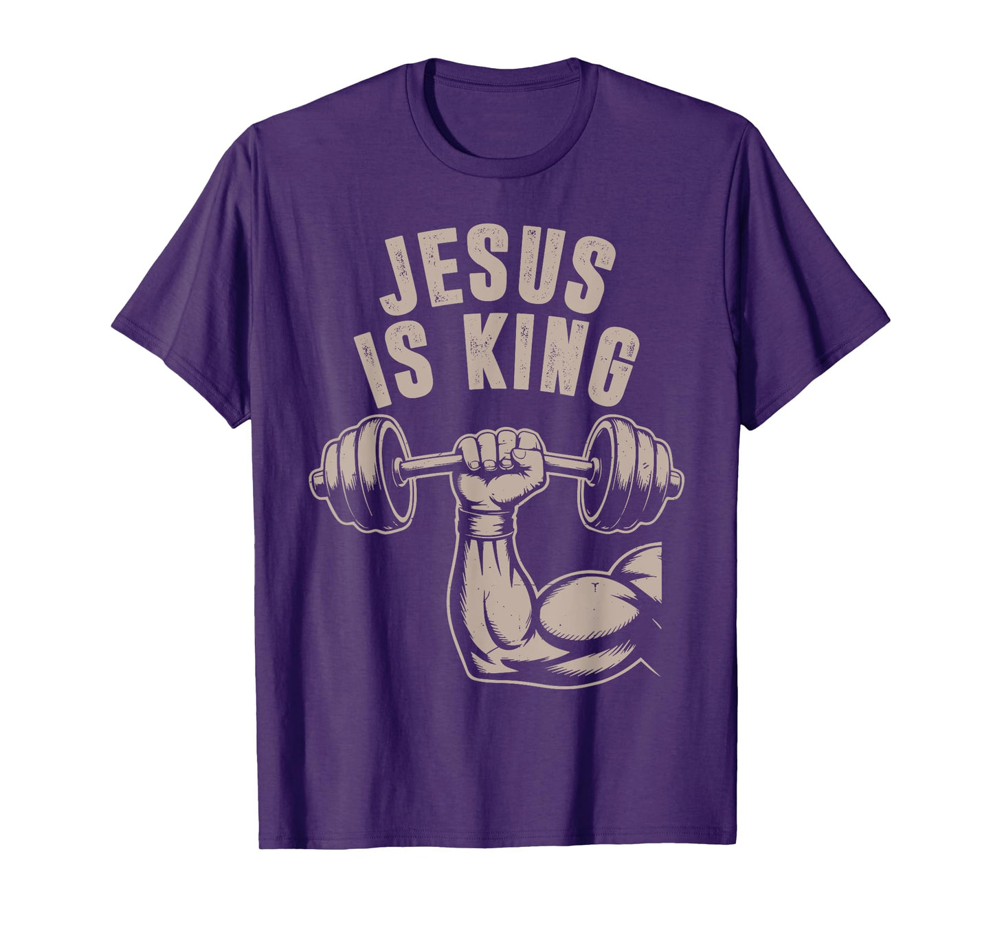 Jesus is King Barbell Cross Funny Christian Workout Gym Men T-Shirt