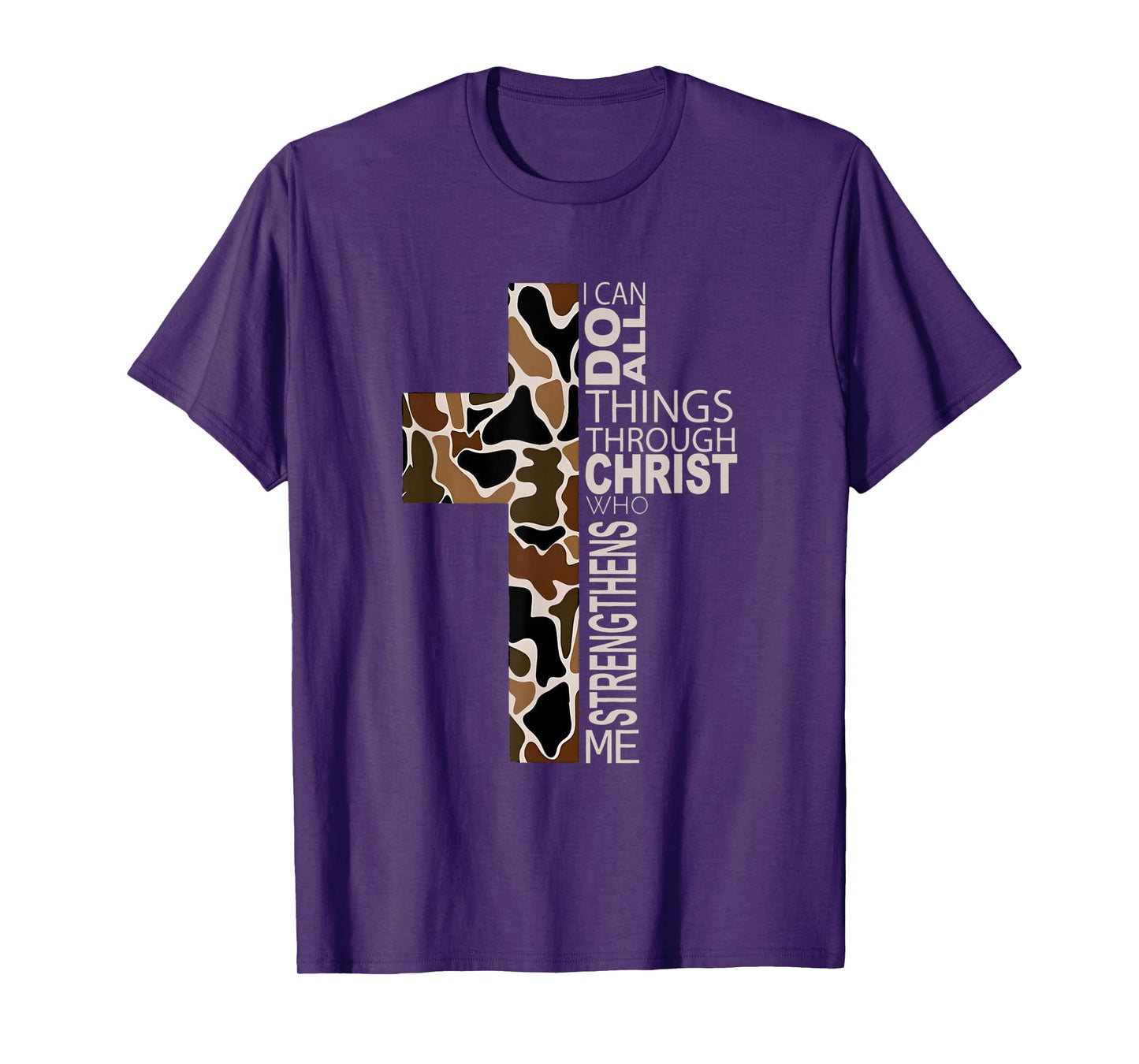 I Can Do All Things Through Christ Christian Camo Cross T-Shirt