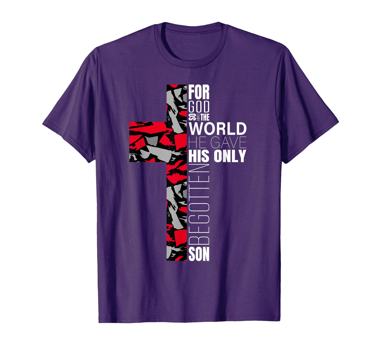 Red Black Gray Christian Cross Bible Verse Gifts Graphic T-Shirt
