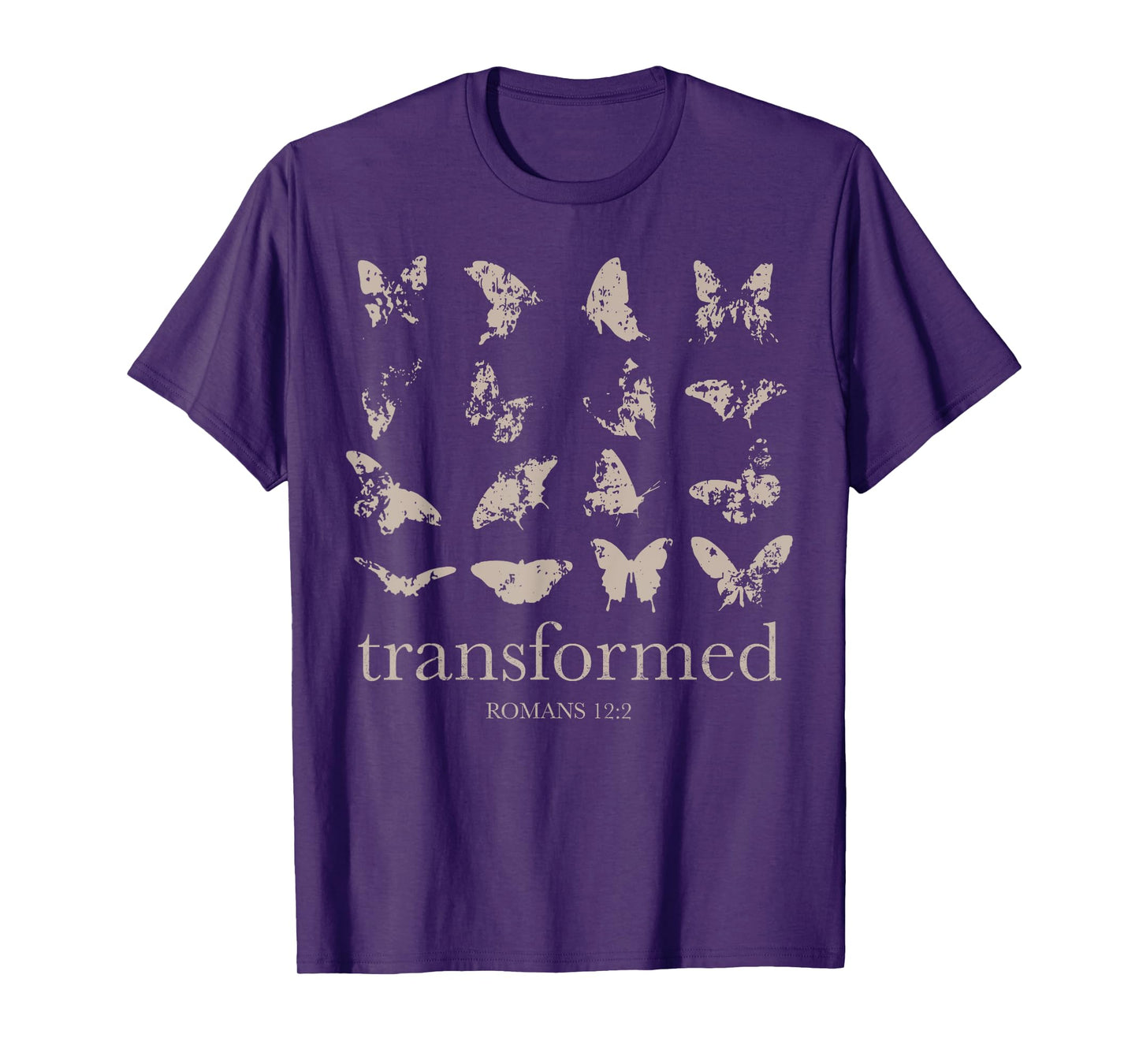 Be Transformed Romans 12-2 Butterfly Christian Bible Verse T-Shirt