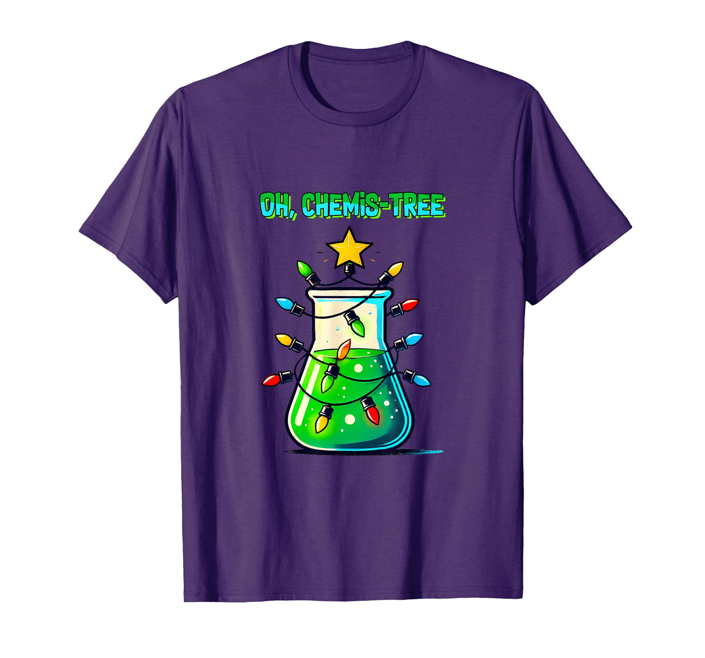 Science Teacher christmas tees Funny Science Teacher Oh Chemis-Tree Christmas Xmas tree Unisex-Adult T-Shirt Black Small
