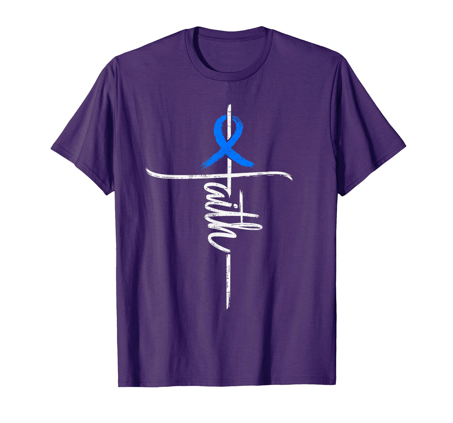 Faith Dystonia Awareness Cross Christian Ribbon Blue Support T-Shirt