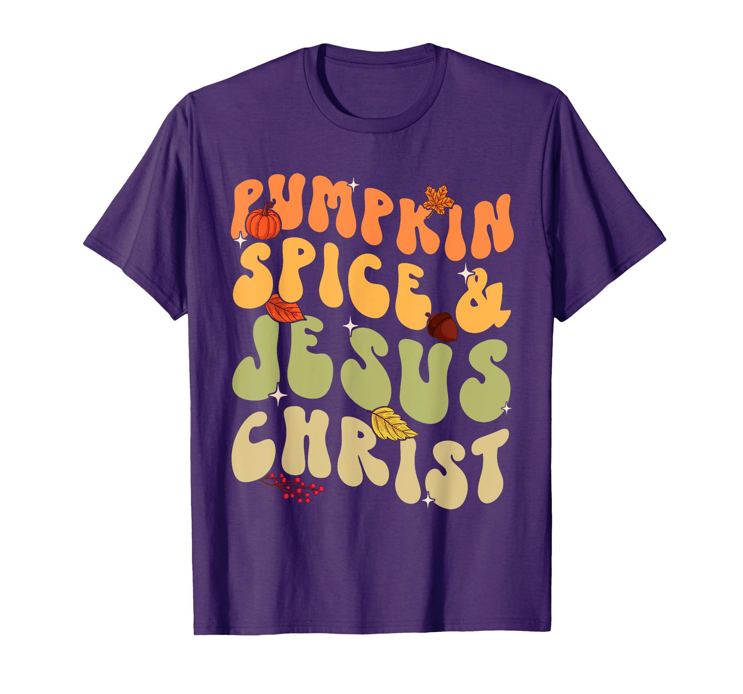 Retro Groovy Pumpkin Spice And Jesus Christ Fall Autumn T-Shirt