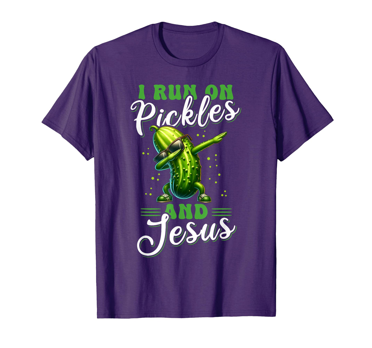 Funny Pickle Cucumber I run on Pickles and Jesus T-Shirt