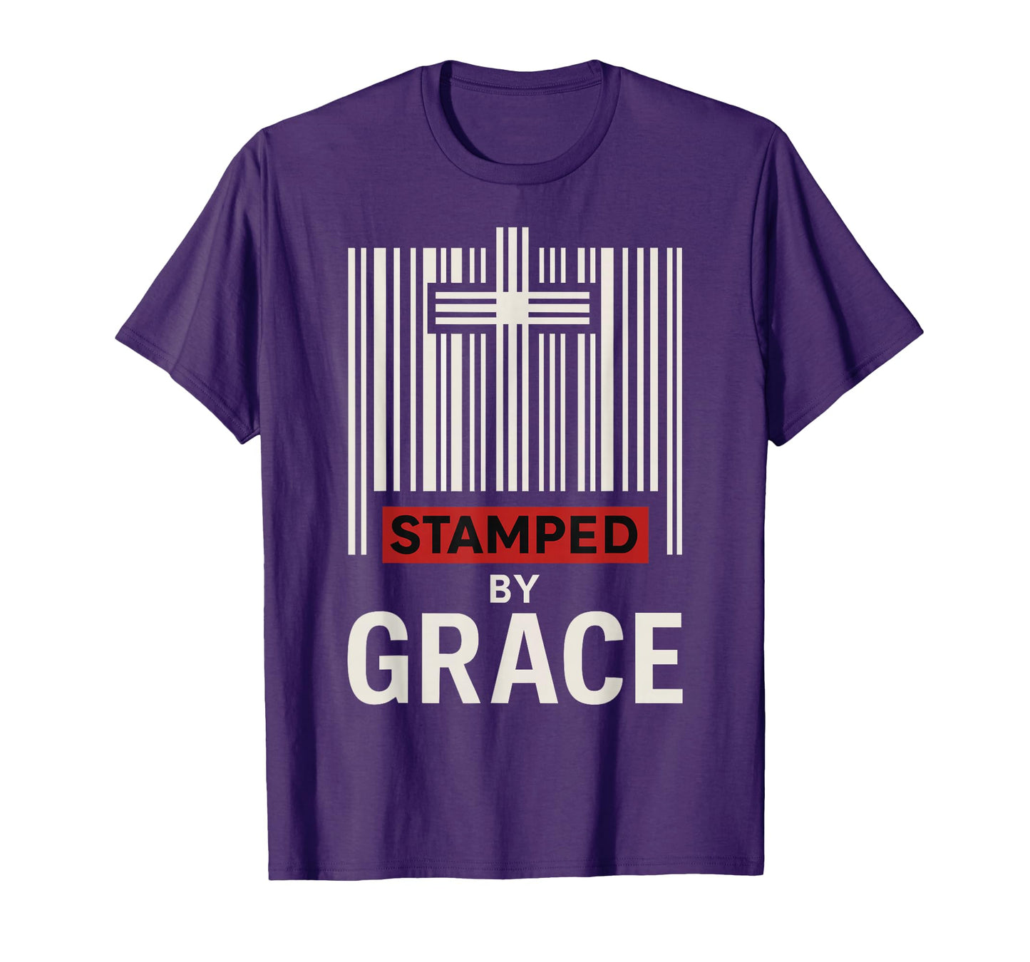 Stamped by Grace Ephesians 2:8 Christian Barcode Cross Faith T-Shirt