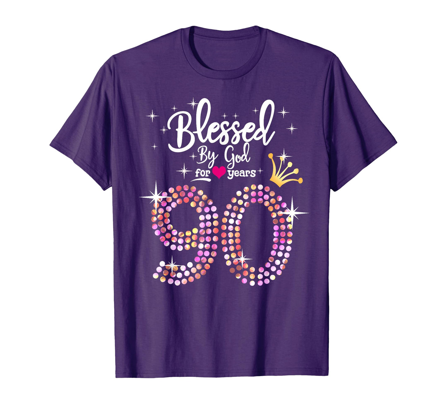 Womens Blessed by God for 90 Years 90th Birthday Anniversary T-Shirt