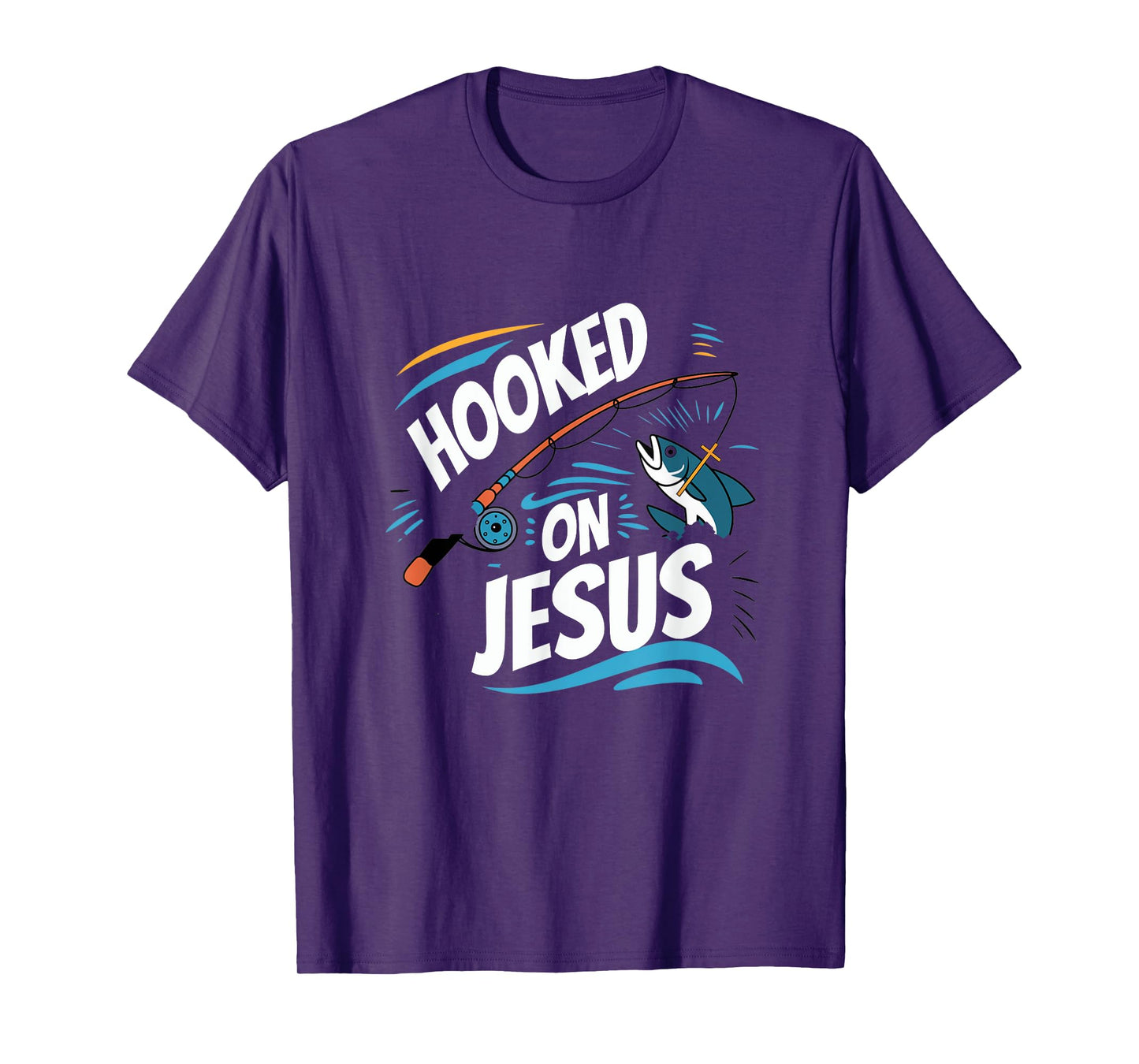 Hooked on Jesus Fishing Christian Religious God T-Shirt