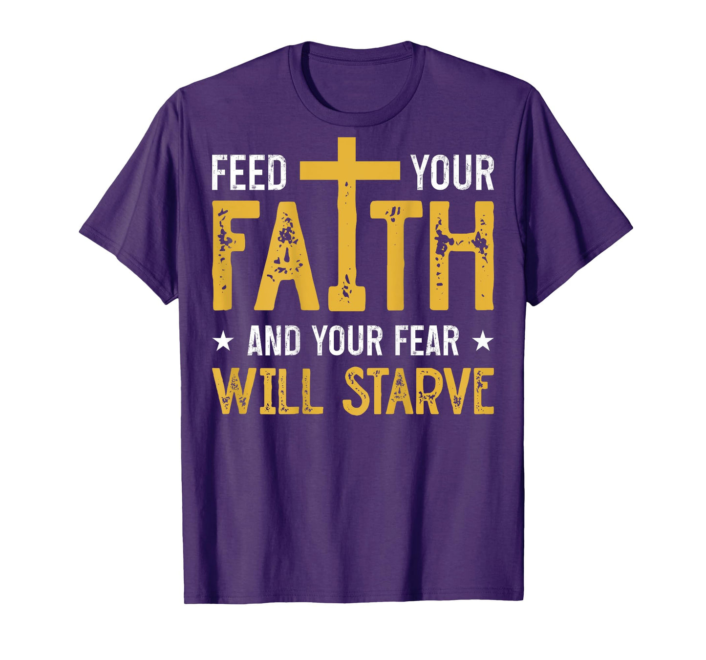 Jesus Cross Bible Faith Over Fear Put God First ART ON BACK T-Shirt