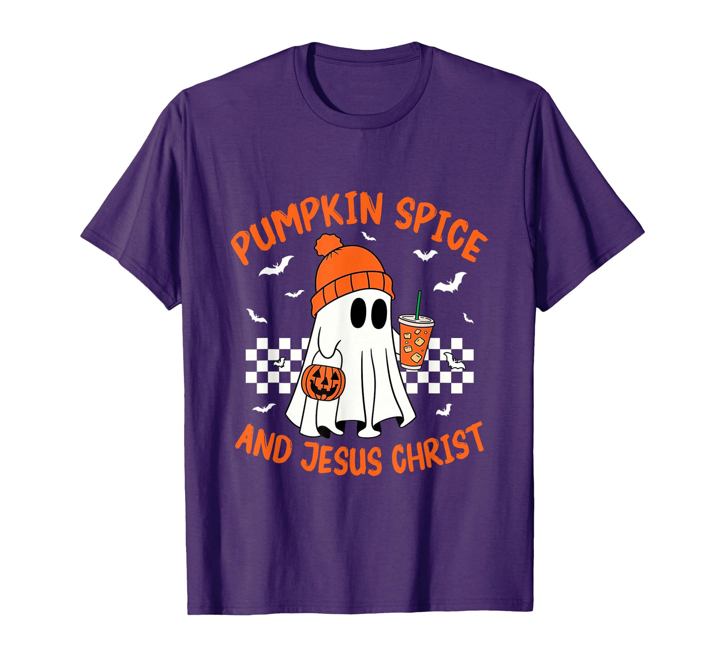Pumpkin Spice and Jesus Christ Funny Ghost Fall Christian T-Shirt