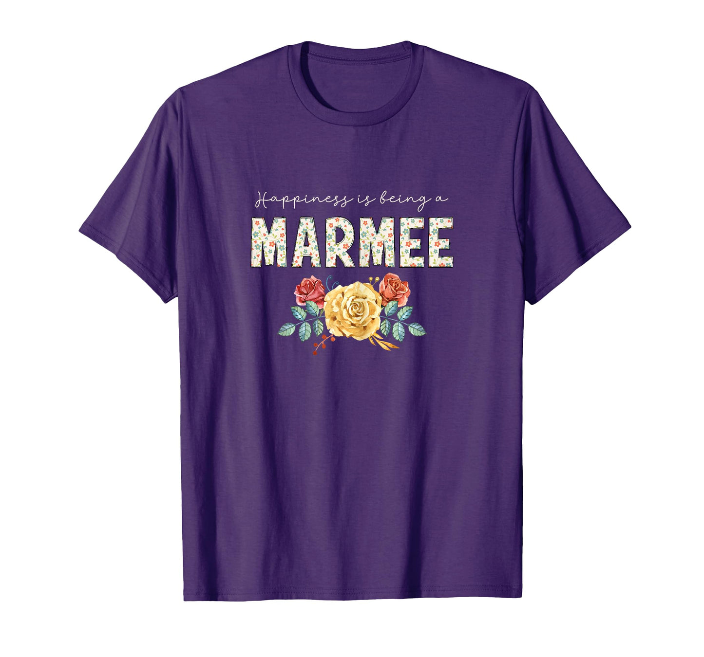 Happiness Is Being A Marmee Floral Flower Grandma T-Shirt