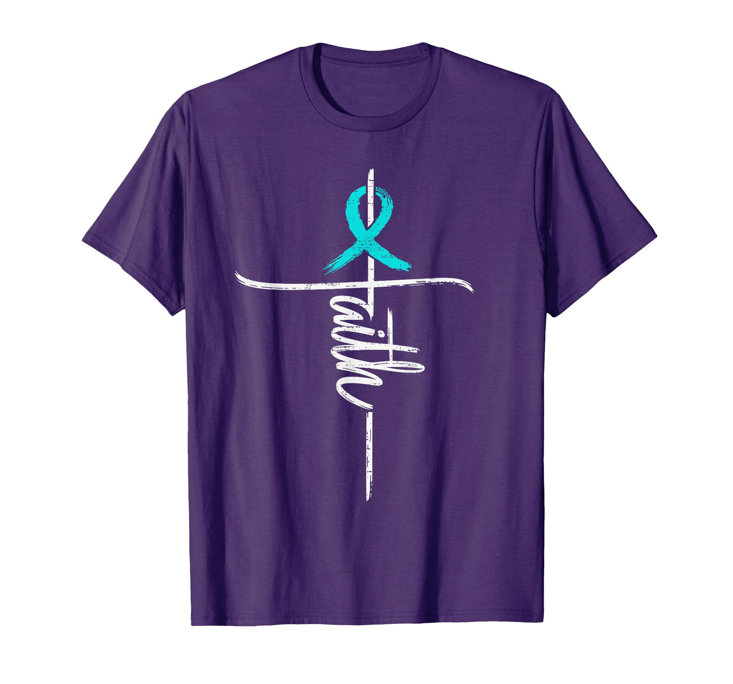 Faith Addiction Recovery Awareness Drug Alcohol Cross Ribbon T-Shirt