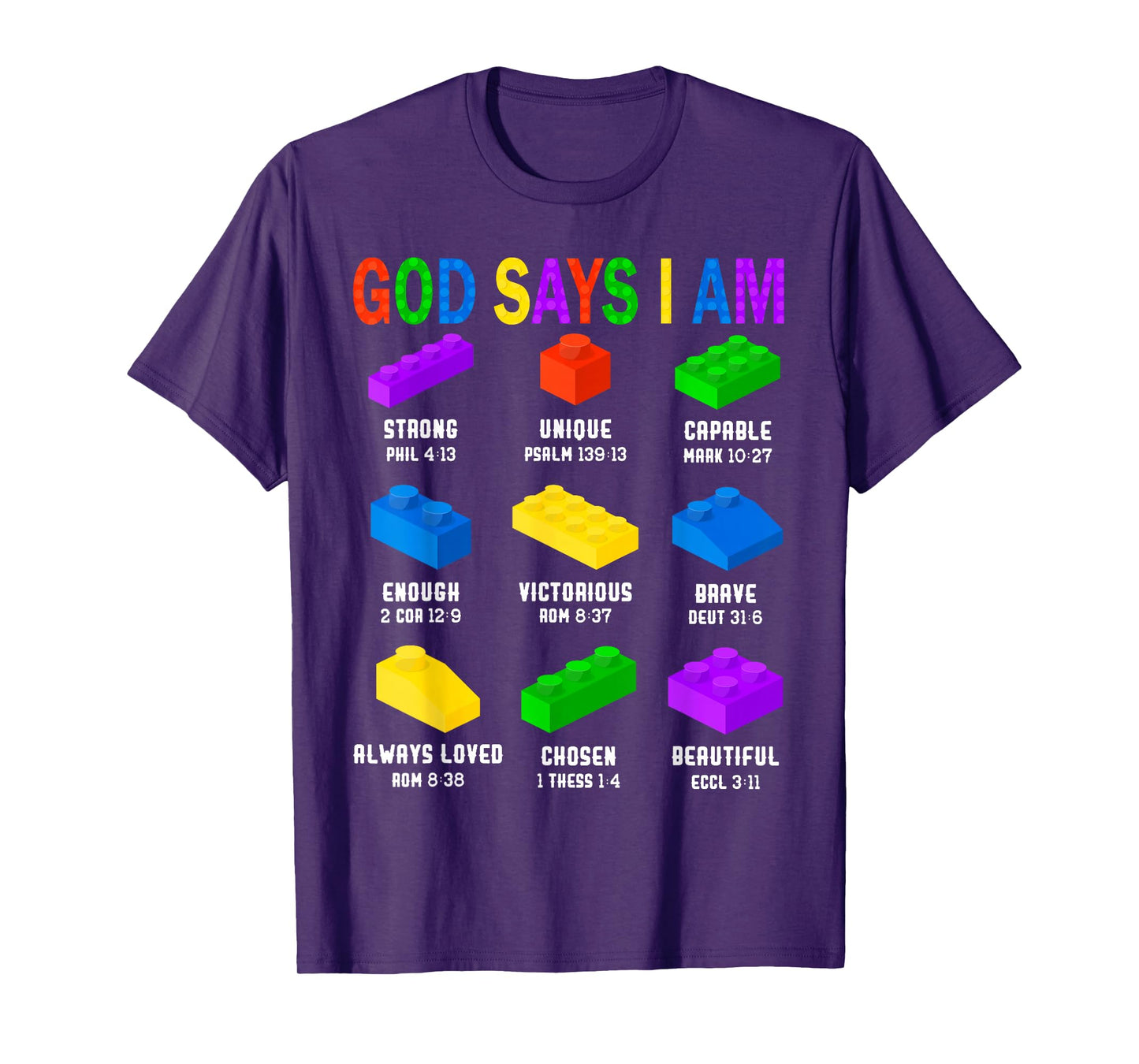 God Says I Am Building Brick Builder Block Boys Christian T-Shirt