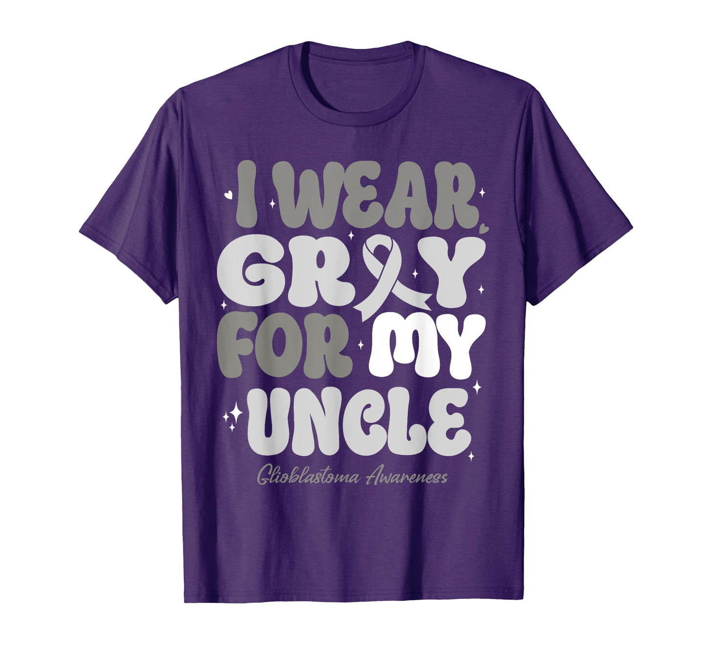 I Wear Gray For My Uncle Glioblastoma Awareness Ribbon Retro T-Shirt