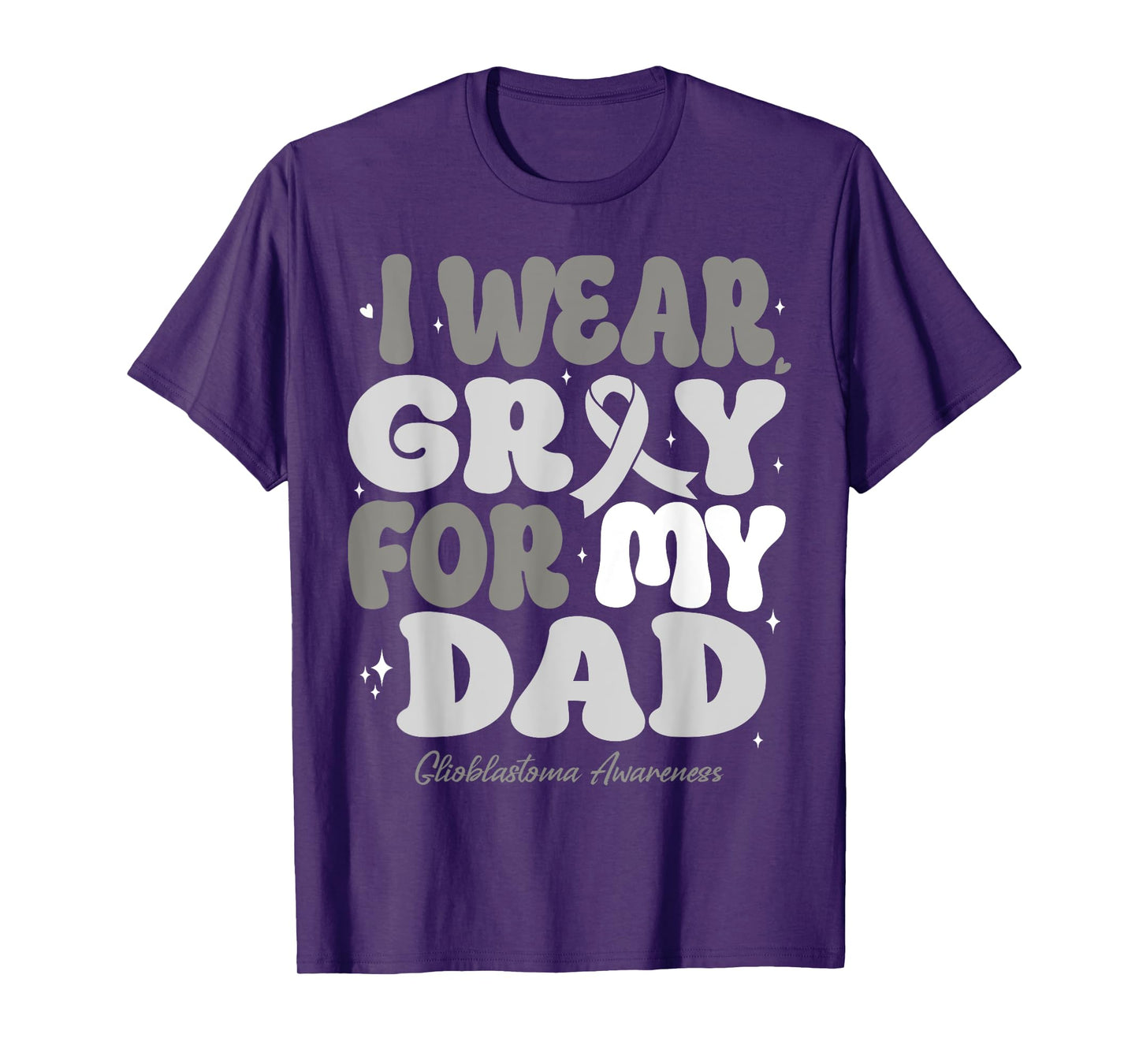 I Wear Gray For My Dad Glioblastoma Awareness Ribbon Retro T-Shirt