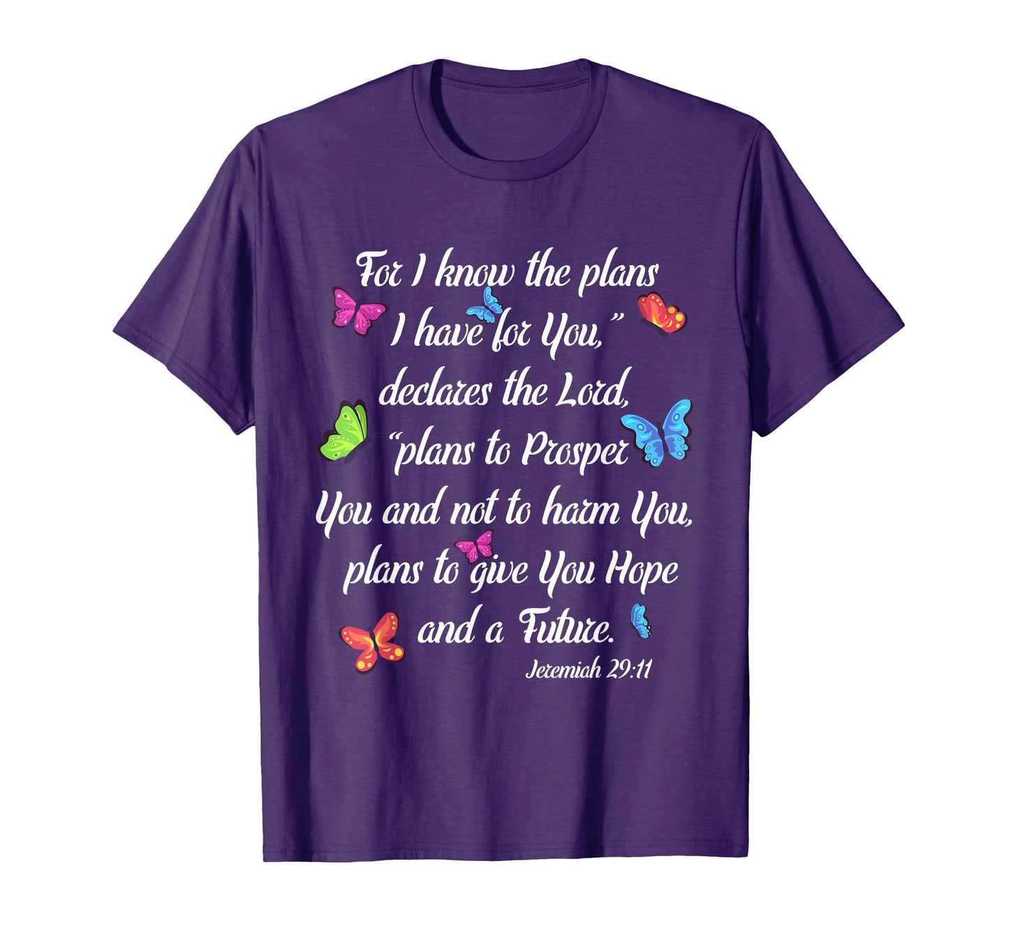 Godly Women Jeremiah 29:11 Christian Bible Verse Butterfly T-Shirt