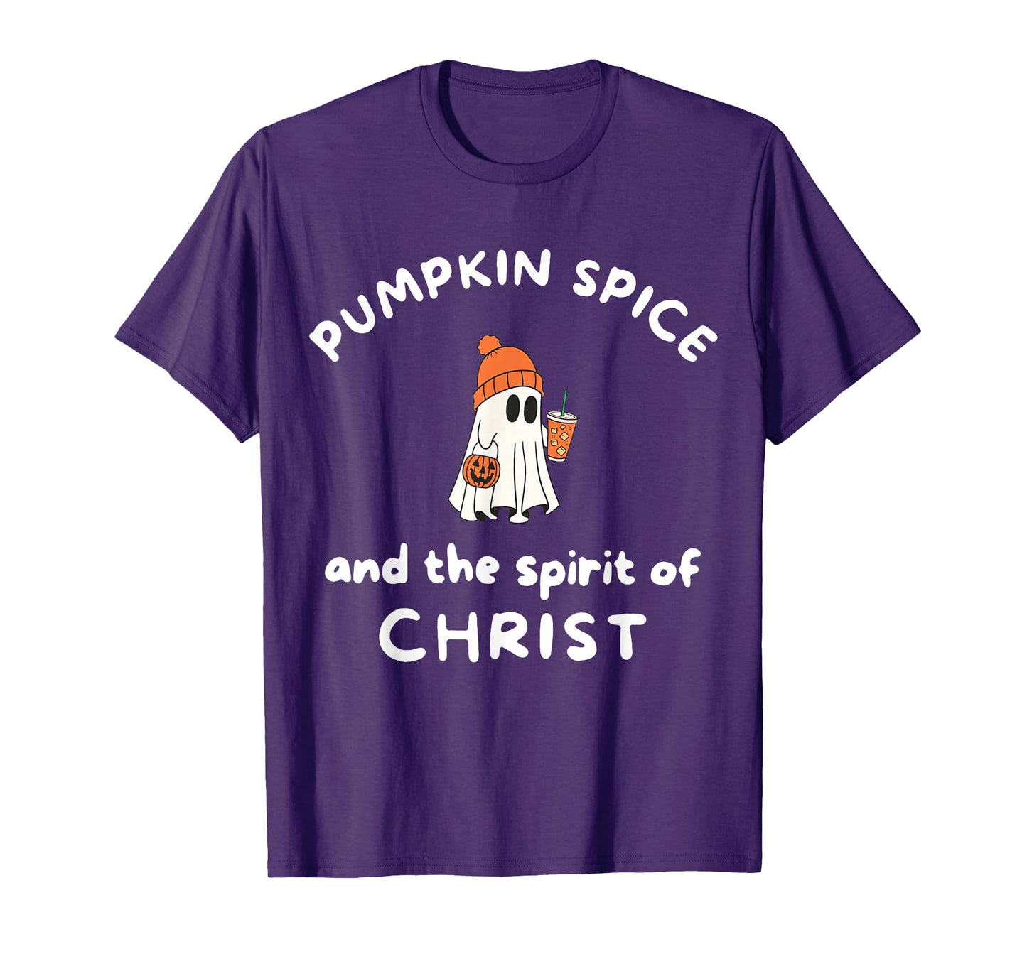 Pumpkin Spice and The Spirit of Jesus Christ Ghost Halloween T-Shirt
