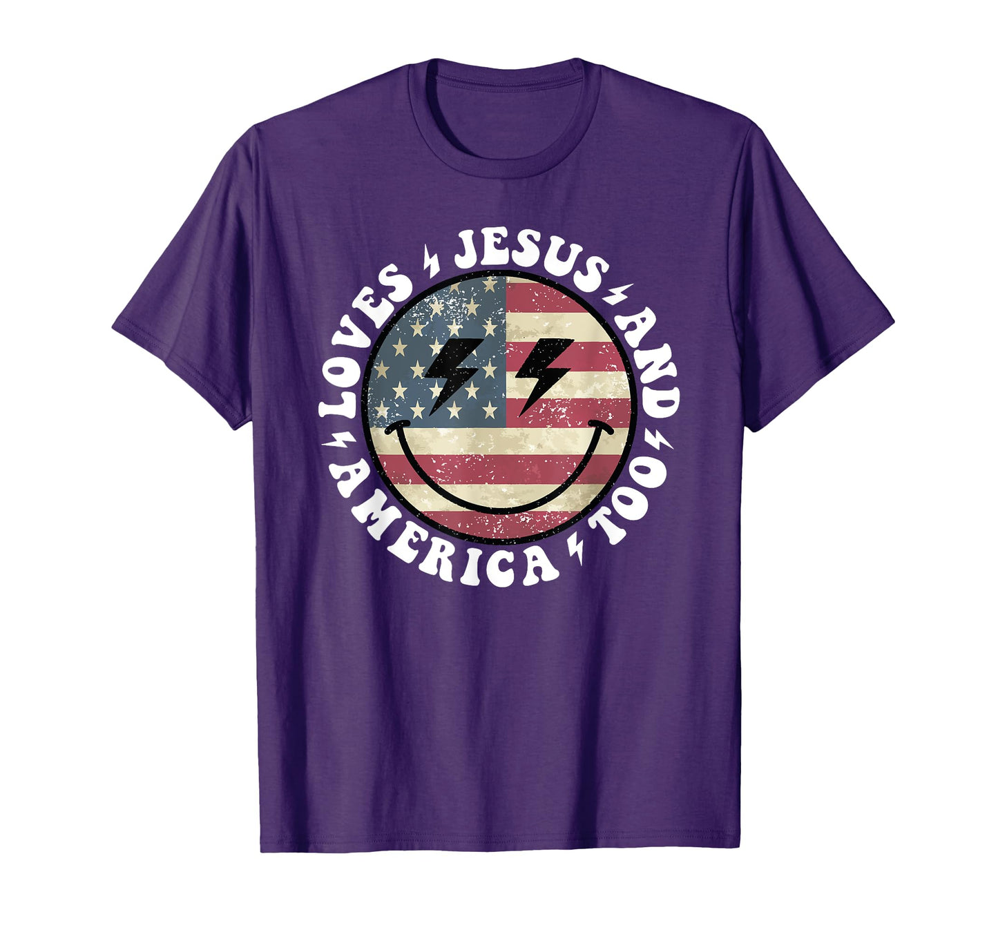 Loves Jesus and America Too God Christian 4th of July retro T-Shirt