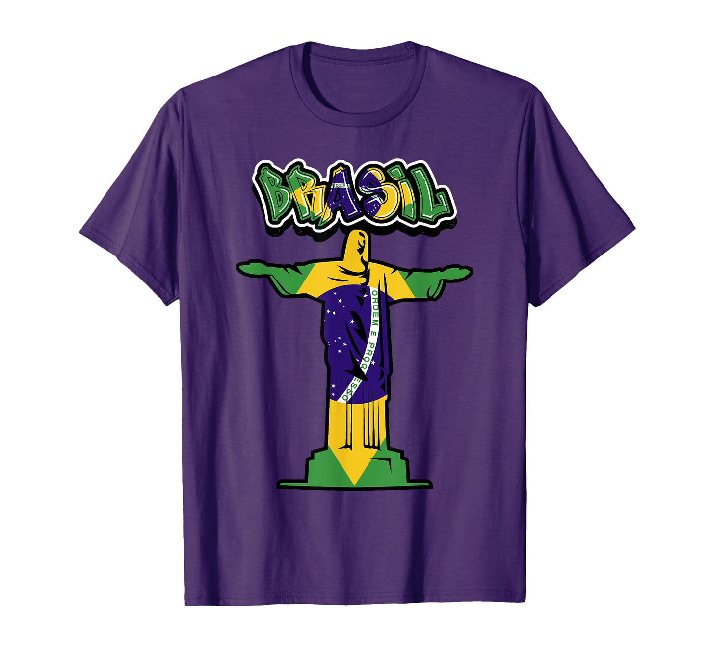 BRASIL - in Graffiti w/ FLAG & Christ The Redeemer Statue T-Shirt