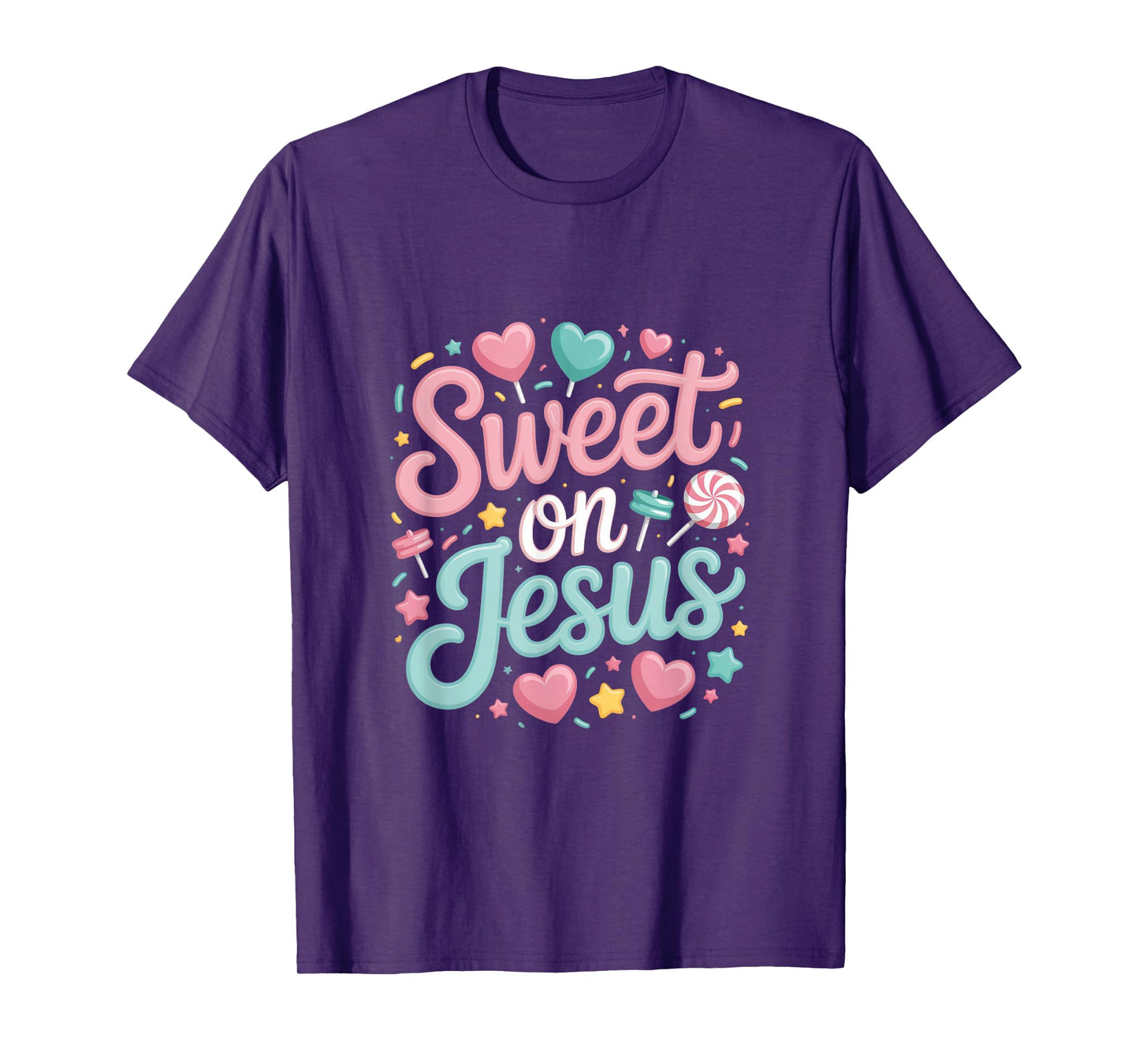 Sweet On Jesus Christian Words Heart Candy T-Shirt
