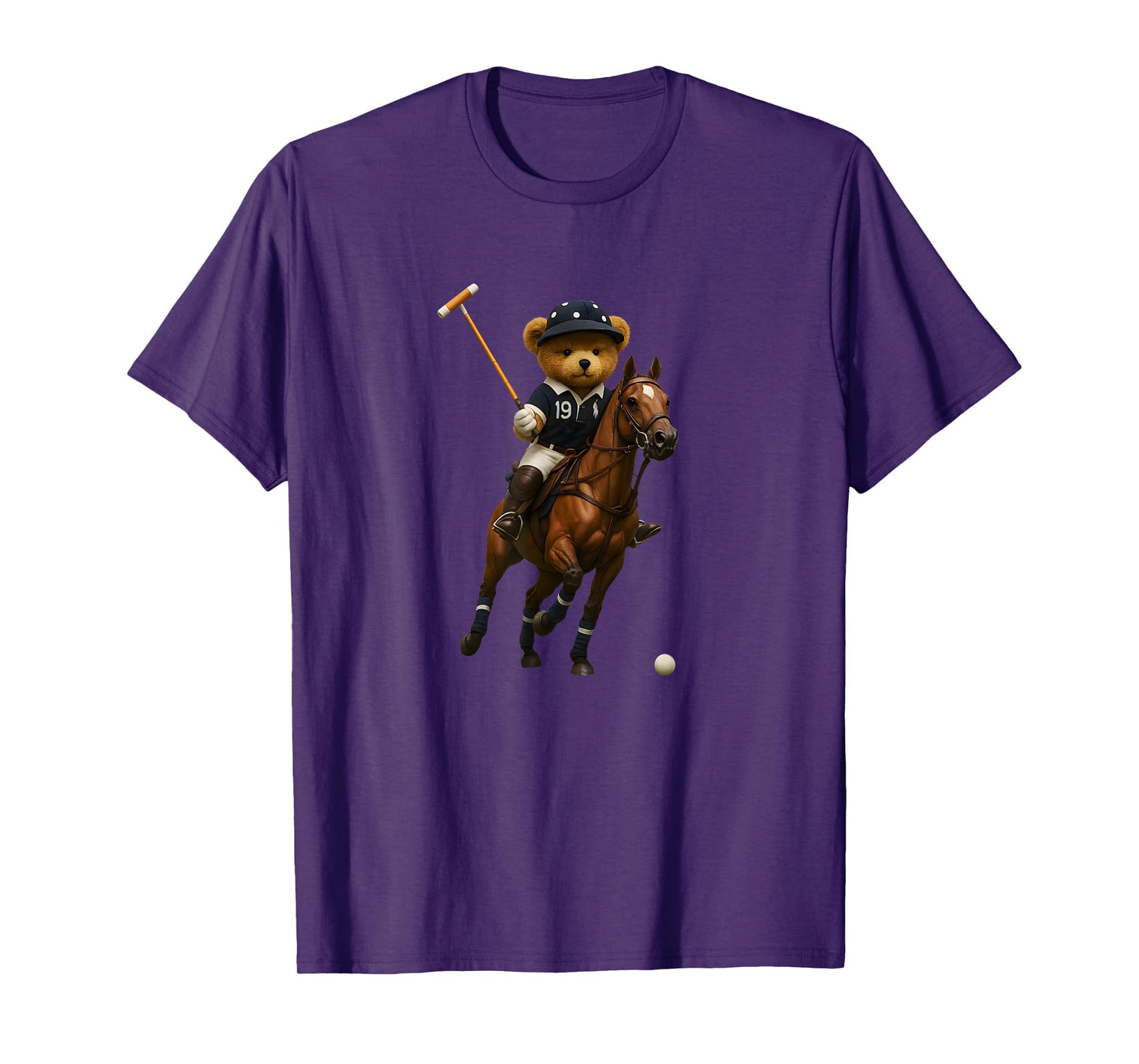 Cool Teddy Bear Playing Horse Polo Game Illustration Graphic T-Shirt