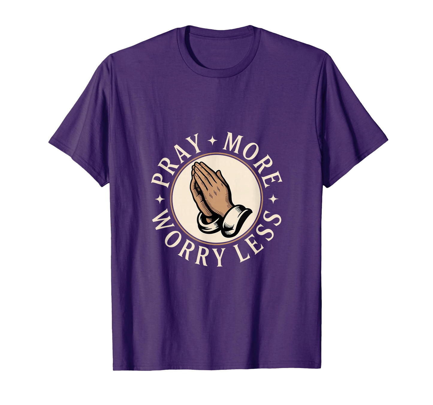 Christian Pray More Worry Less Prayer Hands Faith T-Shirt