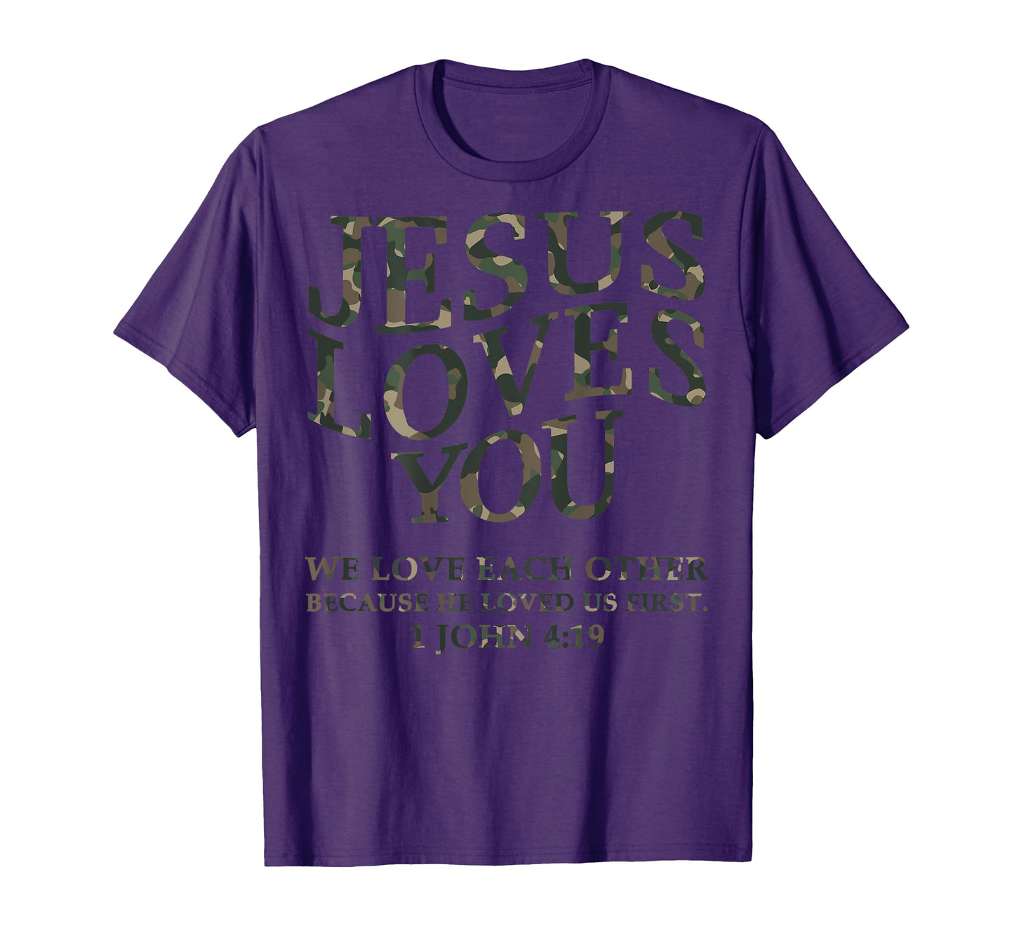 Camo Jesus Loves You Me Christian Youth Men God Son Brother T-Shirt