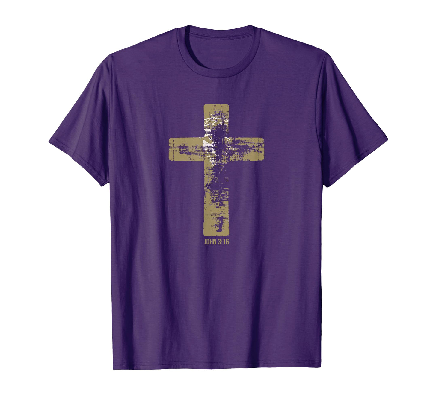 Image of Jesus Wearing Thorn Crown, Cross, John 3:16 T-Shirt