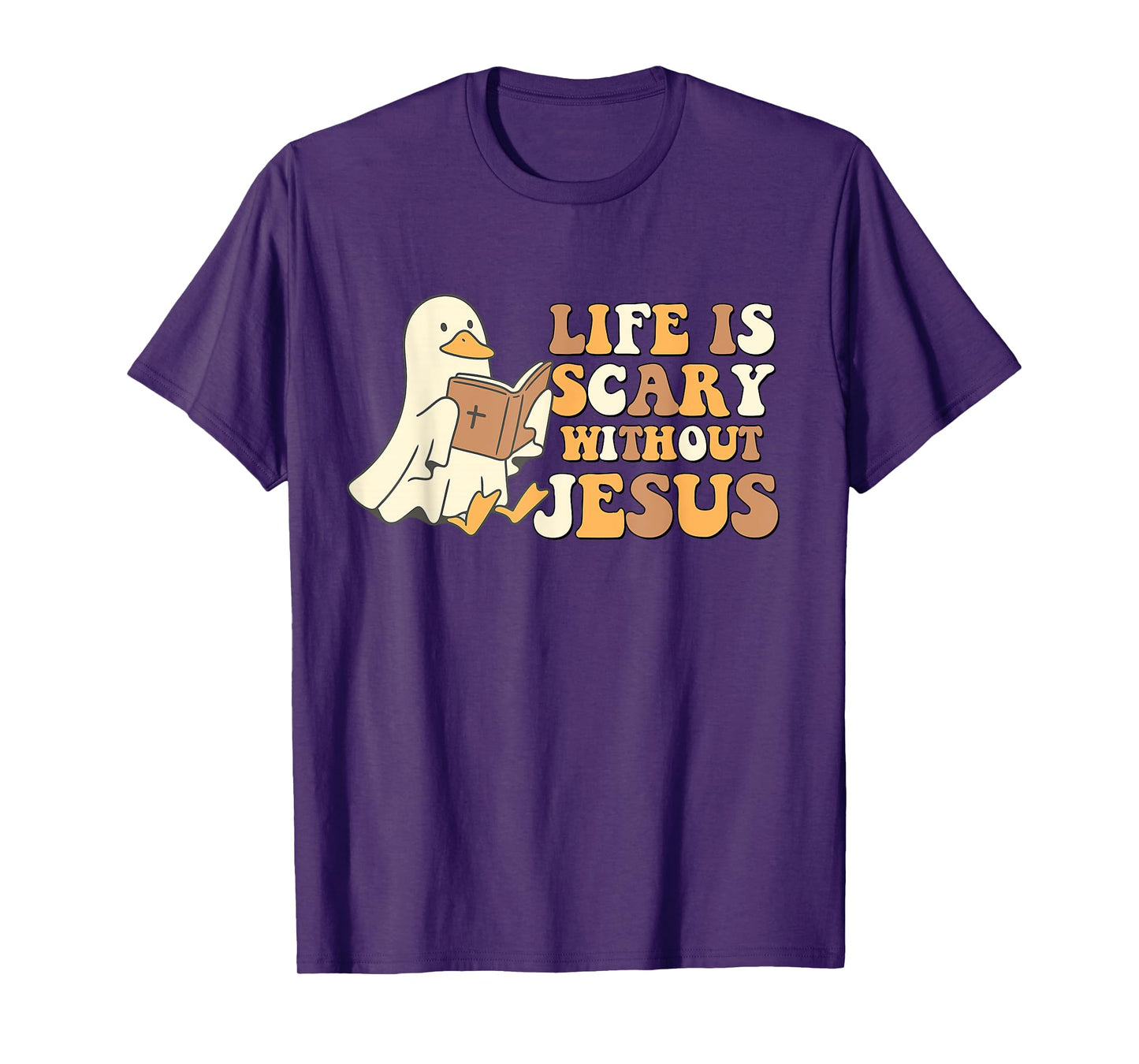 Life is Scary Without Jesus Spooky Goose Christian Halloween T-Shirt